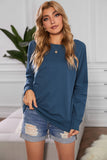 Solid Crew Neck Pullover Sweatshirt