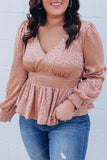 Plus Size Leopard Satin Peplum Top