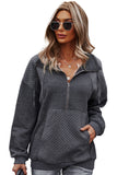 Quilted Patch Half Zipper Sweatshirt