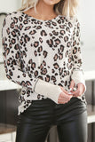 Leopard Print Long Sleeve Top with Contrast Cuffs