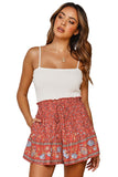 Summer Boho Floral Print A-line Elastic Waist Shorts