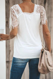 Sweet Side Lace Deep V Neck Top T-shirt