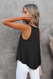 Solid V Neck Ruffle Tank