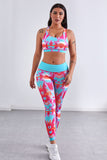 Rose Turquoise Tie Dye Yoga Tank Jogging Set