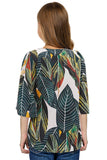 V Neck Ruffled Sleeve Buttons Girl's Blouse
