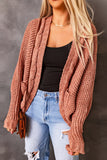Chunky Knit Solid Cardigan with Pocket