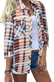 Multi-color Plaid Button Long Sleeve Pocket Shirt