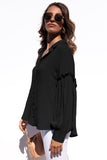 Ruffled Patchwork Bubble Sleeve Loose Shirt