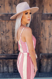 Lace-up Spaghetti Strap Striped Romper