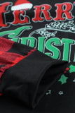 Merry Christmas Black Long Sleeve Top