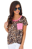 Neon Pink Leopard T-shirt with Pocket