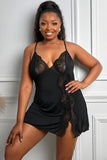 Multicolor Lace Stitching Tie Dye Plus Size Babydoll