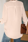 Split Collar Roll Up Sleeve Blouse