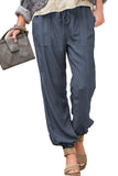 Drawstring Elastic Waist Pull-on Casual Pants with Pockets