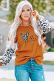 Leopard Sequin Patchwork Long Sleeve Top