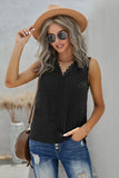 Crochet V Neck Textured Tank Top