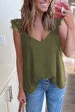 V Neck Flutter Lace Flowy Tank Tops