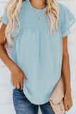 Tiered Sleeve Frilled Neck Dotted Top