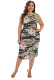 Plus Size Camo Floral Sleeveless Maxi Dress