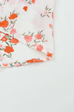 Split V Neck Floral Plus Size Blouse with Ruffles