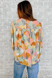 Abstract Printed Long Sleeve Blouse