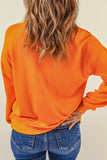 Orange Halloween Ghost Print Long Sleeve Pullover Sweatshirt