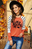 Spooky Spider Web Striped Leopard Color Block Top