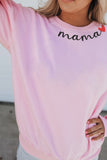 mama Heart Embroidery Decor Sweatshirt