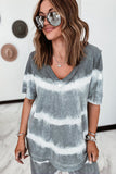 Two-Piece Tie-dye V-Neck Top Elastic Waist Pants Set