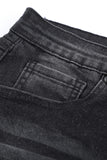 Frayed Hem Denim Shorts with Pockets