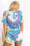 Tie-dye Print Tee and Drawstring Shorts Lounge Set