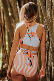 Printed Zipped Racerback Maillot