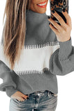 Color Block High Neck Pullover Sweater