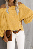 Yellow Off Shoulder Floral Print Lantern Sleeve Top