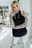 Leopard Print Patchwork Hoodie