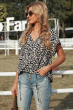 V-neck Short Sleeve Fashion Print Fantasy Fluttering Blouse