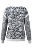 Leopard Printed Long Sleeve Contrast Trim Sweatshirt