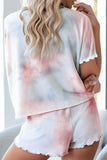 Multicolor Tie Dye Short Sleeve Shorts Lounge Set
