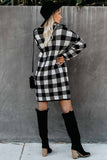 Gingham Balloon Sleeve Sweater Dress