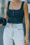 Ribbed Knit Henley Crop Tank