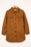 Long Sleeve Pockets Buttoned Shirt Jacket