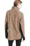 Coffee Fleece Asymmetrical Snap Pullover