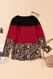 Parent Child Matching Mom's Leopard Colorblock Long Sleeve Top