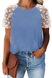 Crewneck Applique Splicing Sleeve Top