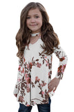 Floral Key Hole Front Girl's Long Sleeve Top