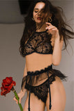 Three-piece Halter Top and Tutu Skirt Lingerie Set