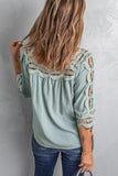 Green Crochet Trim Hollow-out Blouse