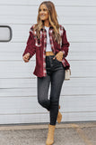 Plaid Patchwork Buttoned Pocket Sherpa Jacket