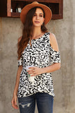 Beige Cheetah Print Cold Shoulder Top