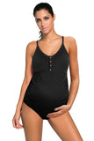 Ribbed Snap Front One-piece Maternity Swimsuit